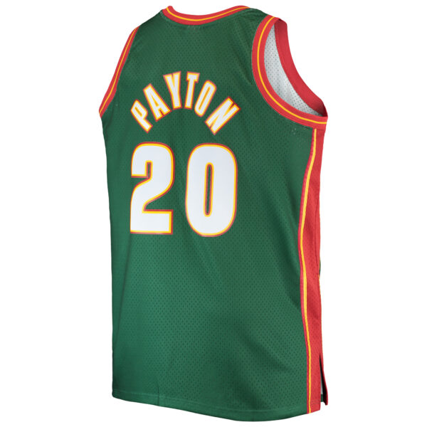 Men's Mitchell & Ness Gary Payton Green Seattle SuperSonics Big & Tall 1995/96 Hardwood Classics Swingman Jersey - Image 7