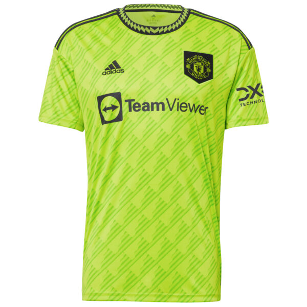 Men's adidas Luke Shaw Neon Green Manchester United 2022/23 Third Replica Player Jersey - Image 6