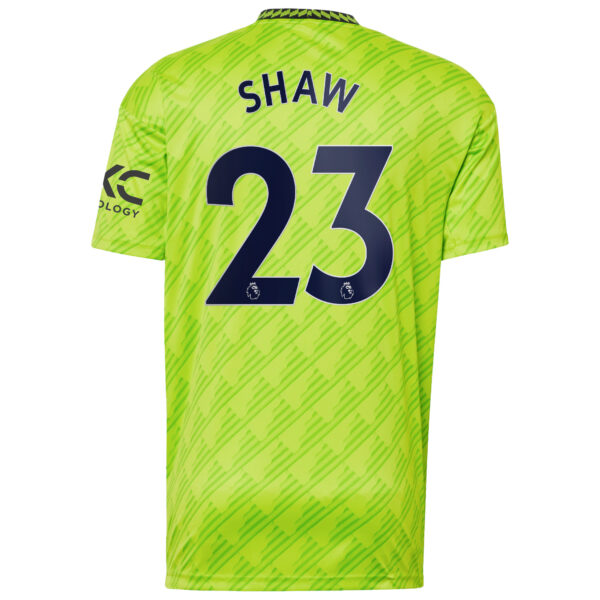 Men's adidas Luke Shaw Neon Green Manchester United 2022/23 Third Replica Player Jersey - Image 7