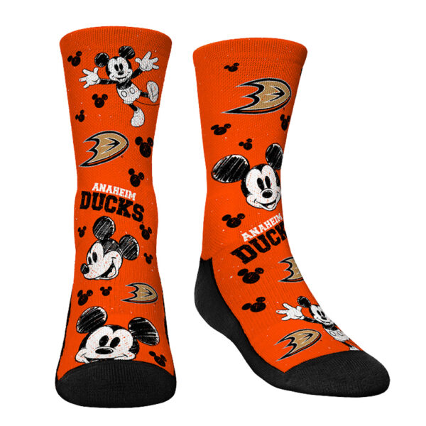 Youth Rock Em Socks Mickey Mouse Orange Anaheim Ducks Three-Pack Crew Socks Set - Image 9