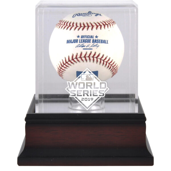 2019 World Series Logo Mahogany Baseball Logo Display Case