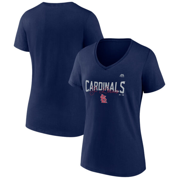 Women's Fanatics Navy St. Louis Cardinals Score From Second V-Neck T-Shirt