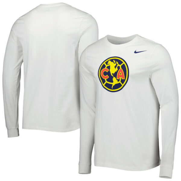 Men's Nike White Club America Core Long Sleeve T-Shirt - Image 5