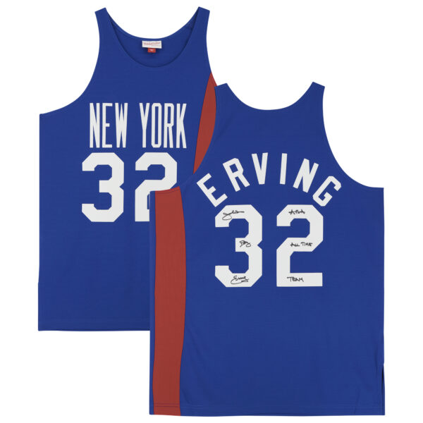 Julius Erving Blue New York Nets Autographed Mitchell & Ness 1973-74 Authentic Jersey with "ABA All-Time Team" Inscription - Image 6