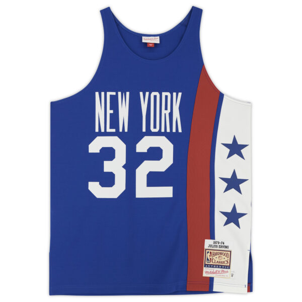 Julius Erving Blue New York Nets Autographed Mitchell & Ness 1973-74 Authentic Jersey with "ABA All-Time Team" Inscription - Image 4