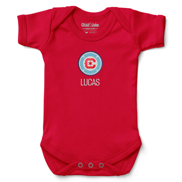 Infant Chad & Jake Red Chicago Fire Logo Personalized Bodysuit