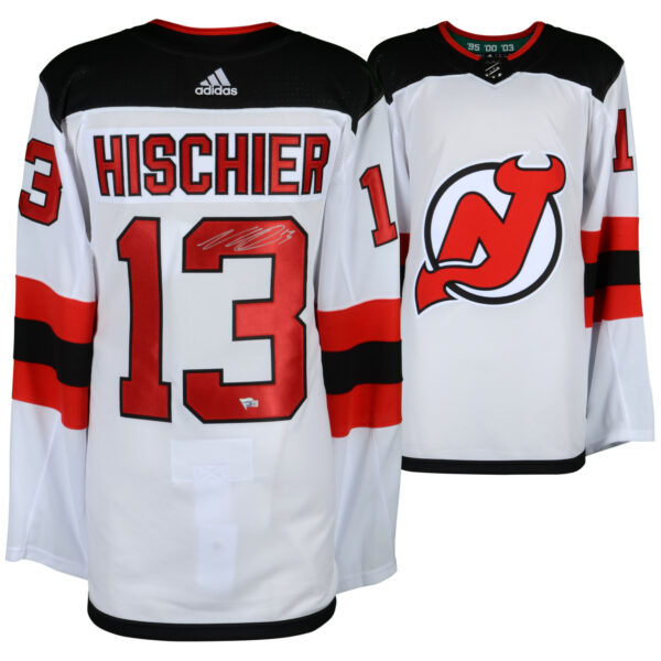 Nico Hischier New Jersey Devils Autographed White Adidas Authentic Jersey