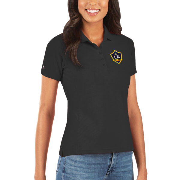 Women's Antigua Black LA Galaxy Legacy Pique Polo
