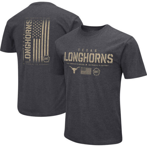 Men's Colosseum Heather Black Texas Longhorns Big & Tall OHT Military Appreciation Playbook T-Shirt - Image 6