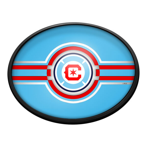 Chicago Fire 18'' x 14'' Slimline Illuminated Striped Oval Wall Sign