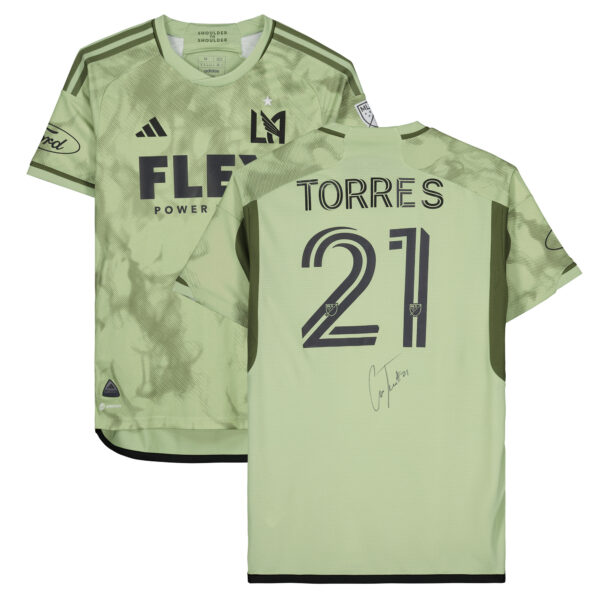 Christian Torres LAFC Autographed Match-Used #21 Green Jersey from the 2023 MLS Season