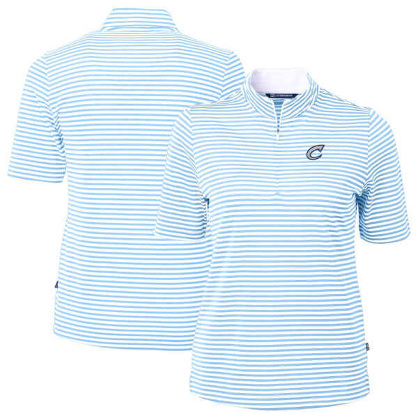 Women's Cutter & Buck Powder Blue Columbus Clippers Virtue DryTec Eco Pique Stripe Recycled Top