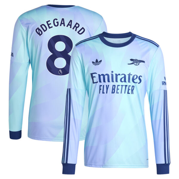 Men's adidas Originals Martin Odegaard Aqua Arsenal 2024/25 Third Replica Long Sleeve Player Jersey - Image 5