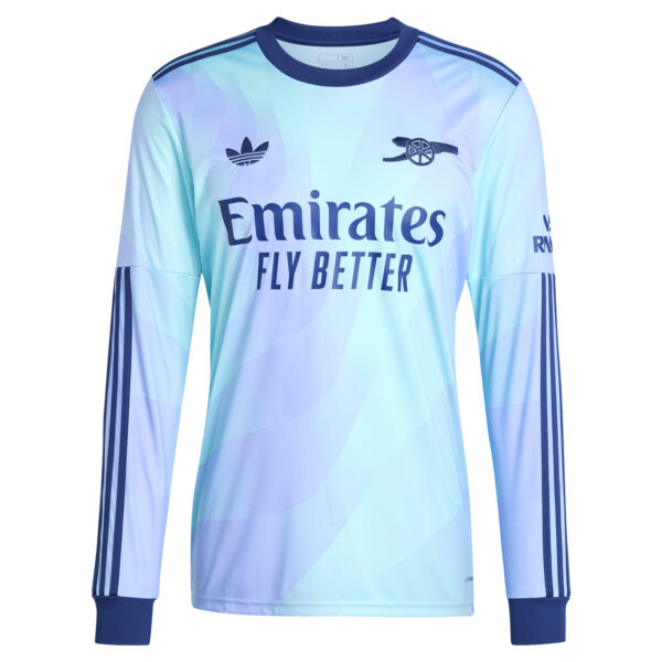 Men's adidas Originals Martin Odegaard Aqua Arsenal 2024/25 Third Replica Long Sleeve Player Jersey - Image 6