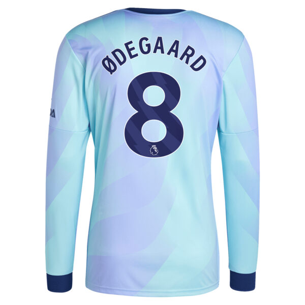 Men's adidas Originals Martin Odegaard Aqua Arsenal 2024/25 Third Replica Long Sleeve Player Jersey - Image 7
