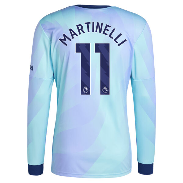 Men's adidas Originals Gabriel Martinelli Aqua Arsenal 2024/25 Third Replica Long Sleeve Player Jersey - Image 7