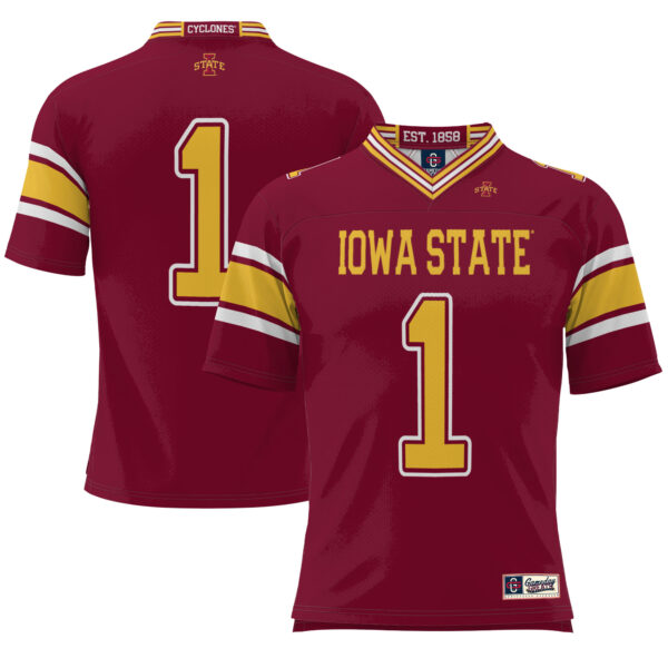 Men's GameDay Greats #1 Cardinal Iowa State Cyclones Endzone Football Jersey - Image 5