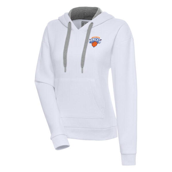 Women's Antigua White Westchester Knicks Victory Pullover Hoodie