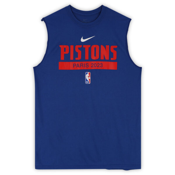 Detroit Pistons Team-Issued Blue Paris Sleeveless Shirt from the 2022-23 NBA Season - Image 2