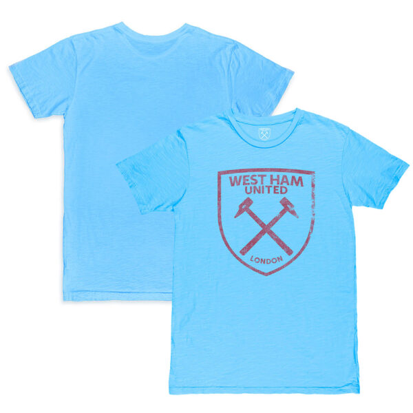 Men's 1863FC  Light Blue West Ham United Mono Crest Slub T-Shirt - Image 5