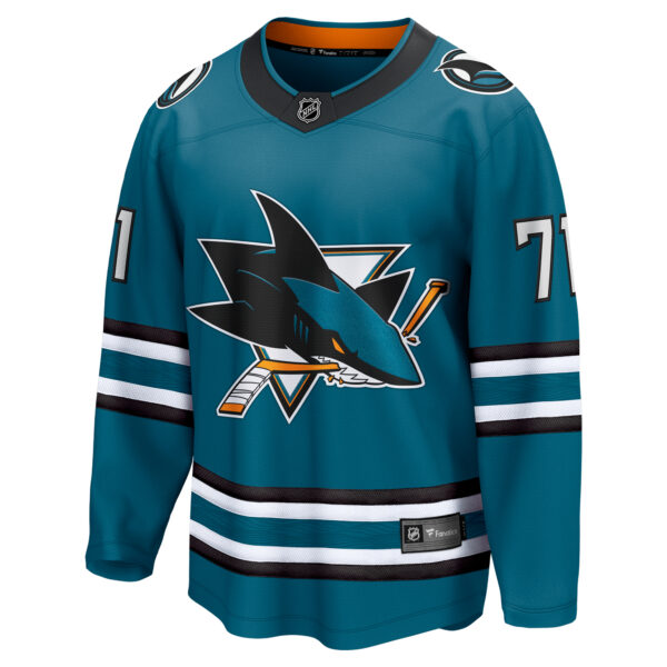 Men's Fanatics Macklin Celebrini Teal San Jose Sharks  Home Breakaway Jersey - Image 6