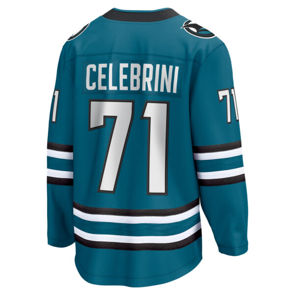 Men's Fanatics Macklin Celebrini Teal San Jose Sharks  Home Breakaway Jersey - Image 7