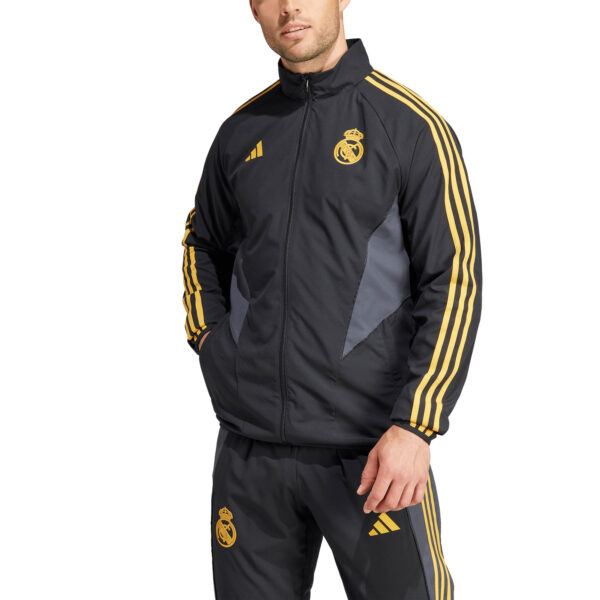 Men's adidas Black Real Madrid 2023/24 Anthem Full-Zip Jacket - Image 5