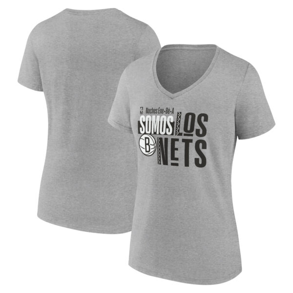 Women's  Gray Brooklyn Nets Noches Ene-Be-A Training V-Neck T-Shirt - Image 5