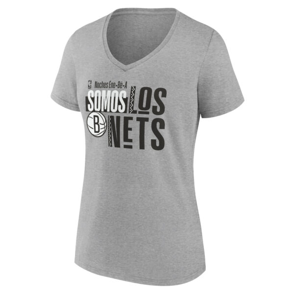 Women's  Gray Brooklyn Nets Noches Ene-Be-A Training V-Neck T-Shirt - Image 6