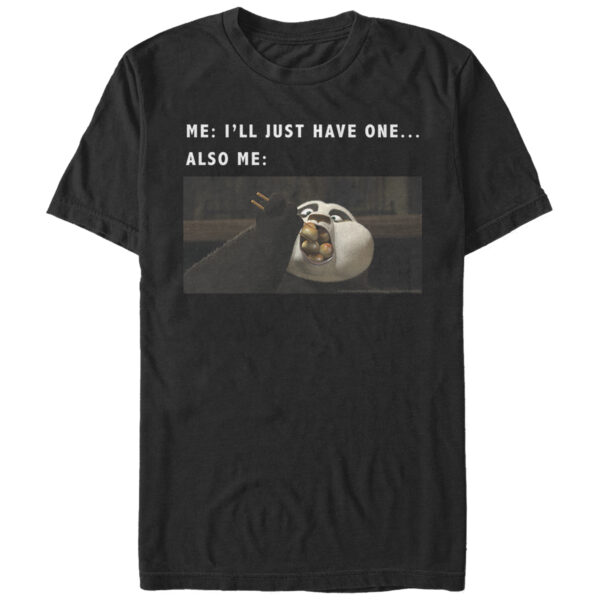 Men's Mad Engine Black Kung Fu Panda Hungry Meme Graphic T-Shirt