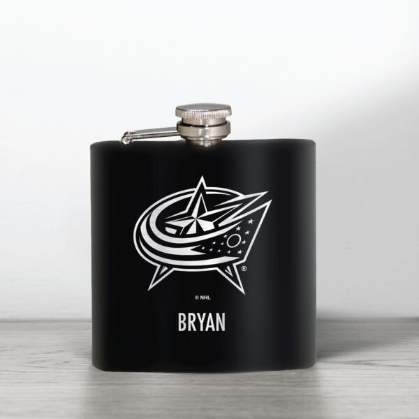 Black Columbus Blue Jackets 6oz. Personalized Stealth Hip Flask - Image 5