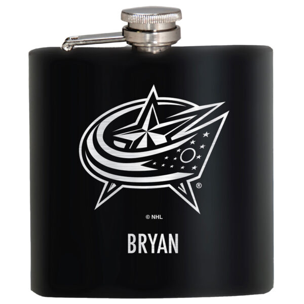 Black Columbus Blue Jackets 6oz. Personalized Stealth Hip Flask