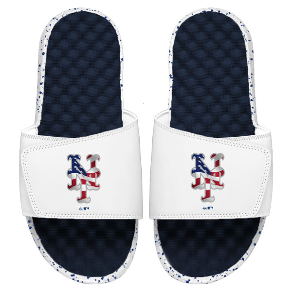 Men's ISlide White/Navy New York Mets Americana Slide Sandals