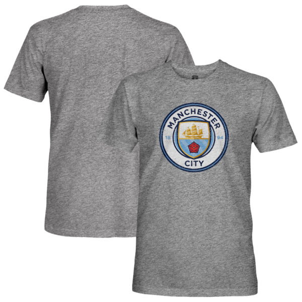 Men's 1863FC Heather Gray Manchester City Tri-Blend Color Crest T-Shirt