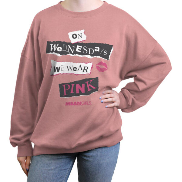 Women's Mad Engine Pink Mean Girls On Wednesdays We Wear Pink Burn Book Graphic Fleece Sweatshirt