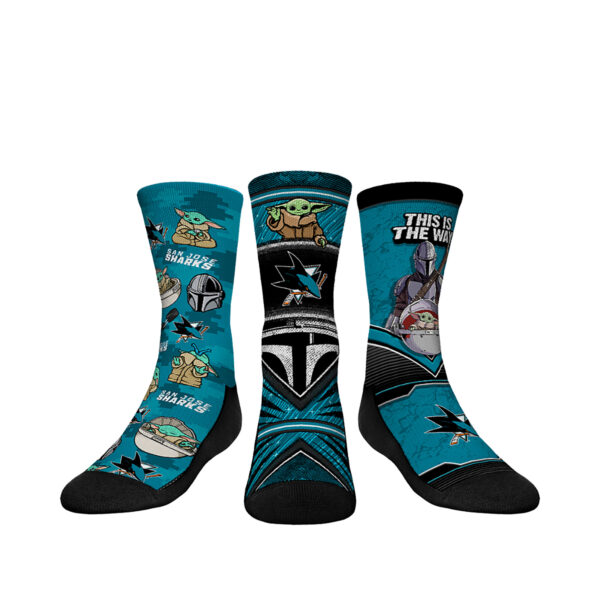 Youth Rock Em Socks San Jose Sharks The Mandalorian 3-Pack Crew Socks
