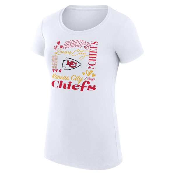 Women's G-III 4Her by Carl Banks White Kansas City Chiefs Collage Team Fitted T-Shirt - Image 6