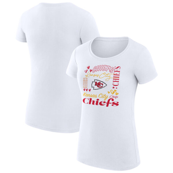 Women's G-III 4Her by Carl Banks White Kansas City Chiefs Collage Team Fitted T-Shirt