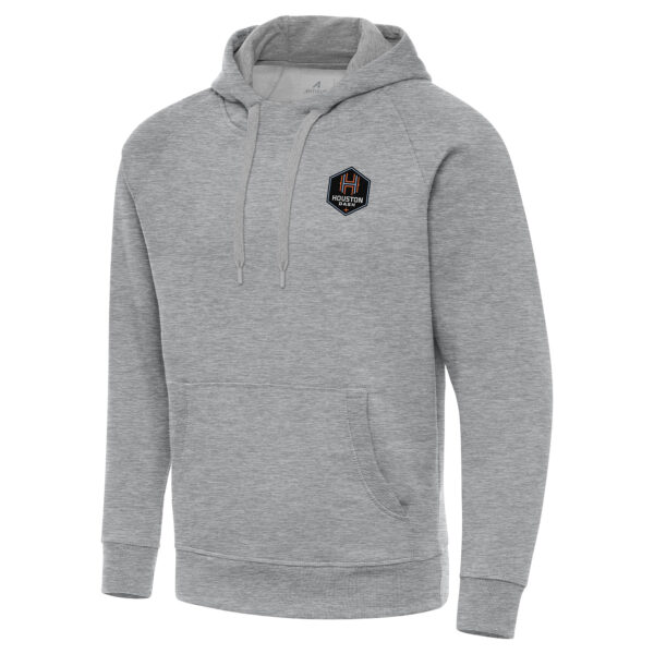 Men's Antigua Heather Gray Houston Dash Victory Pullover Hoodie