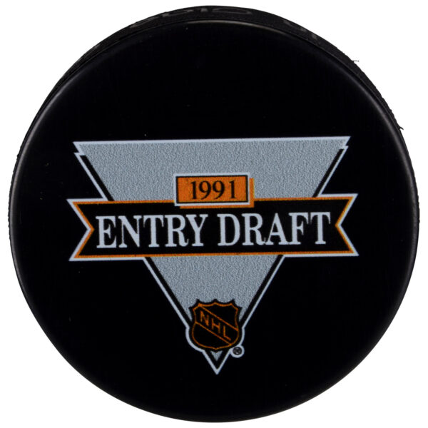 1991 NHL Draft Unsigned Draft Logo Hockey Puck - Image 4