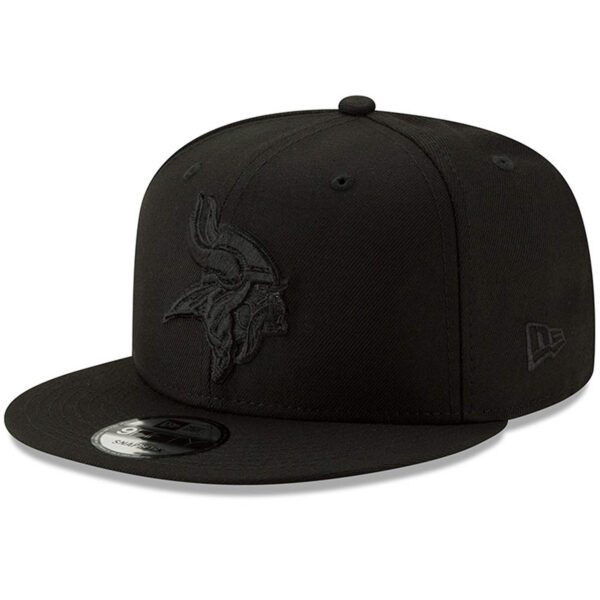 Men's New Era Black Minnesota Vikings Black On Black 9FIFTY Adjustable Hat - Image 6