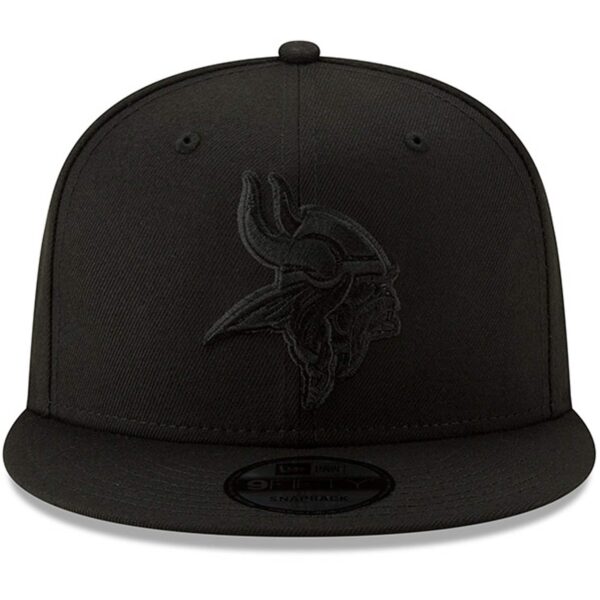 Men's New Era Black Minnesota Vikings Black On Black 9FIFTY Adjustable Hat - Image 7