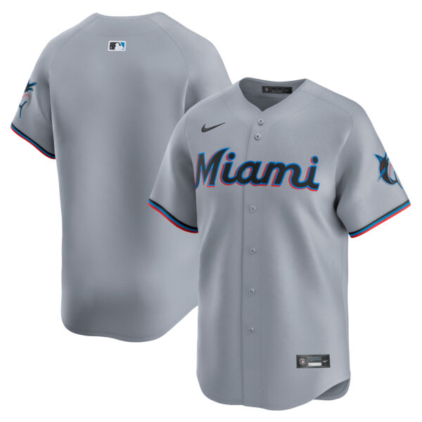 Men's Nike  Gray Miami Marlins Road Limited Jersey - Image 5