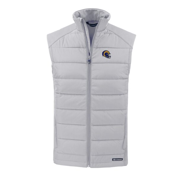 Men's Cutter & Buck Gray Los Angeles Rams Helmet Evoke Hybrid Eco Softshell Recycled Full-Zip Vest - Image 4