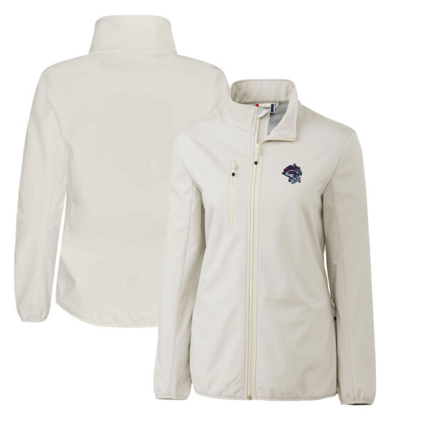 Women's Cutter & Buck  Gray Binghamton Rumble Ponies Clique Trail Stretch Softshell Full-Zip Jacket - Image 5