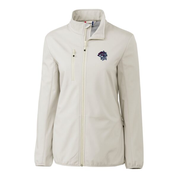 Women's Cutter & Buck  Gray Binghamton Rumble Ponies Clique Trail Stretch Softshell Full-Zip Jacket - Image 6