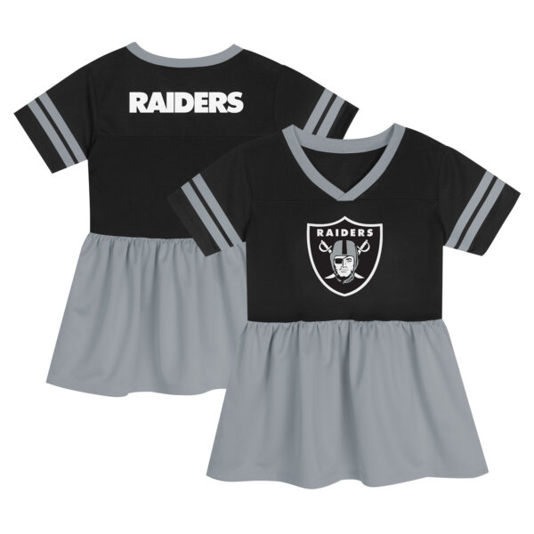 Girls Toddler Black Las Vegas Raiders Stadium Lights Fashion Jersey Dress - Image 5