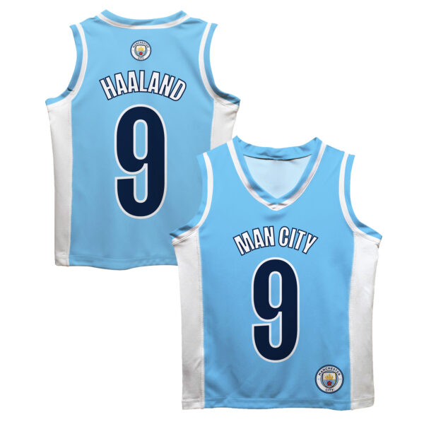 Toddler Vive La Fete Erling Haaland Sky Blue Manchester City Mesh Basketball Jersey - Image 5