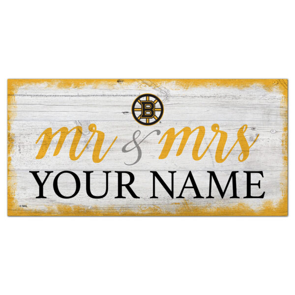 Boston Bruins 6" x 12" Personalized Mr. & Mrs. Script Sign