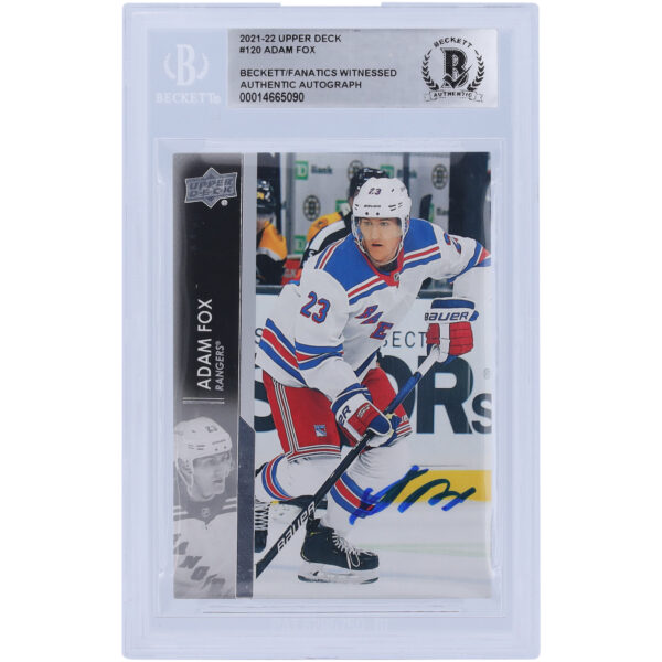 Adam Fox New York Rangers Autographed 2021-22 Upper Deck Series 1 #120 Beckett Fanatics Witnessed Authenticated Card - Image 4